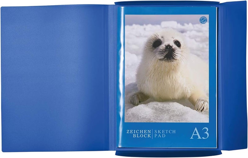 Herma Elastic Folder Translucent in Navy Blue, A3, Sturdy Plastic, with 3 Inner Flaps, 1 Span Folder - Image 3