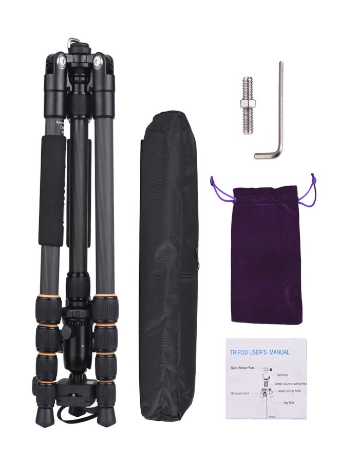 ZOMEI Q666C 59inch Travel Portable Lightweight Carbon Fiber Camera Tripod Monopod with Ball Head/ Quick Release Plate/ Carry Bag for DSLR Camera - Image 5