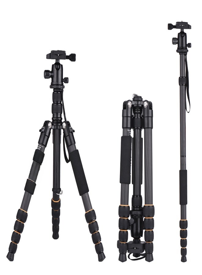 ZOMEI Q666C 59inch Travel Portable Lightweight Carbon Fiber Camera Tripod Monopod with Ball Head/ Quick Release Plate/ Carry Bag for DSLR Camera - Image 1