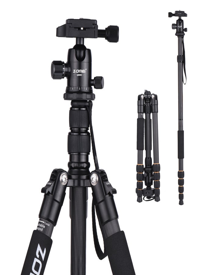 ZOMEI Q666C 59inch Travel Portable Lightweight Carbon Fiber Camera Tripod Monopod with Ball Head/ Quick Release Plate/ Carry Bag for DSLR Camera - Image 2