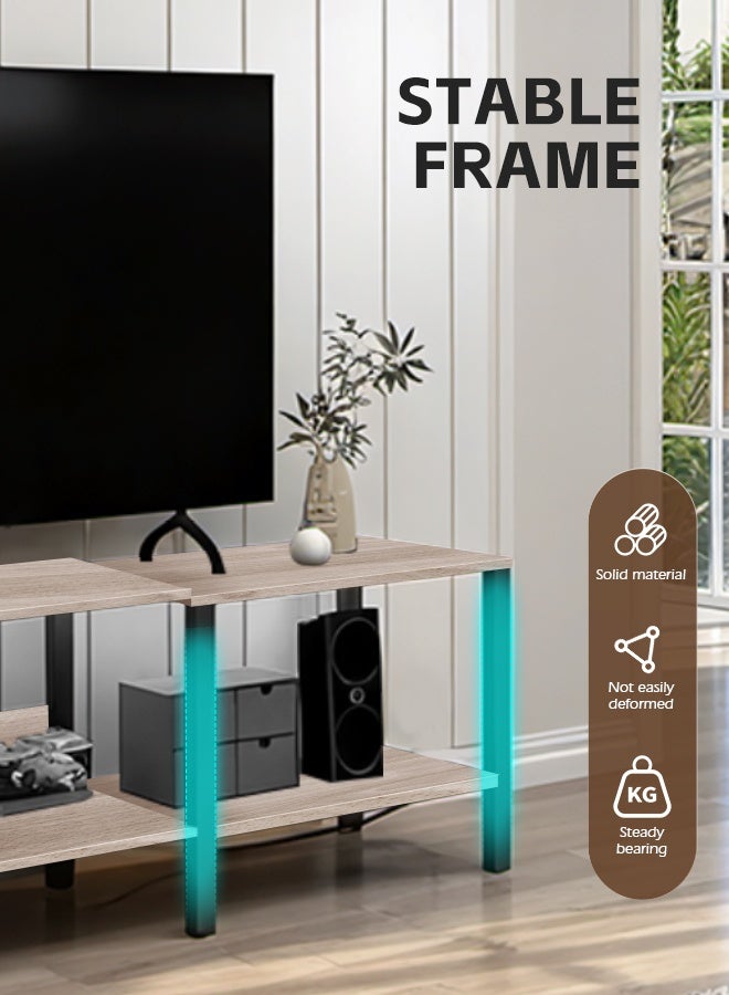 مساحة عمار وحدة تحكم تلفزيون حديثة لغرفة المعيشة - حامل تلفزيون خشبي مقاس 75 بوصة مع أرفف تخزين مفتوحة وخزانة تلفزيون وحامل تخزين للوسائط وطاولة وحدة تحكم بتصميم صناعي 173.5 × 40 × 51 سم - Image 4