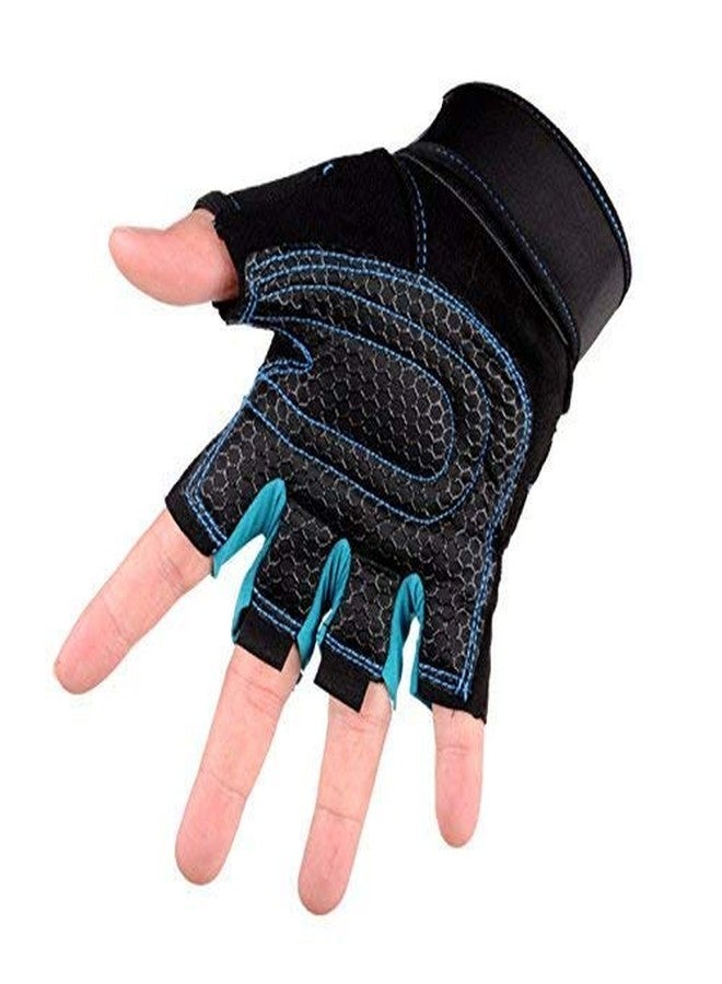 LAFILLETTE Gym Weightlifting Exercise Half Finger Sport Cycling Fitness Gloves for Men & Woman (Blue) - Image 4