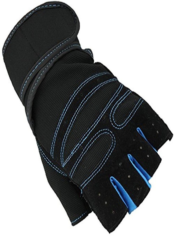 LAFILLETTE Gym Weightlifting Exercise Half Finger Sport Cycling Fitness Gloves for Men & Woman (Blue) - Image 1