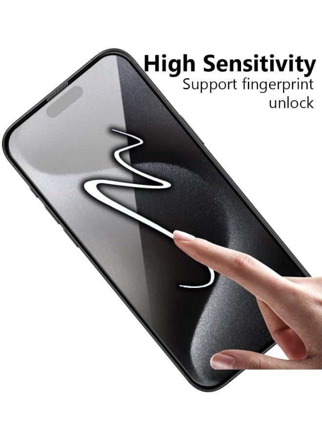 واقي شاشة زجاجي عالي الدقة بتغطية كاملة وحواف سوداء، متوافق مع آيفون 14 برو - أسود شفاف - Image 4