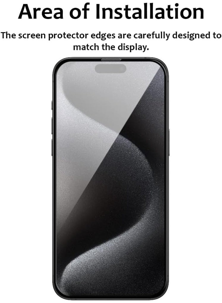 واقي شاشة زجاجي عالي الدقة بتغطية كاملة وحواف سوداء، متوافق مع آيفون 14 برو - أسود شفاف - Image 3