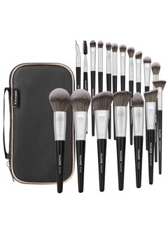 MAANGE Makeup Brushes with Case, MAANGE 18 Pcs Professional Makeup Brush Set Premium Synthetic Face Kabuki Brush Kit Foundation Blush Powder Eyeshadow Brushes Set Christmas Gift (BlackSliver) 