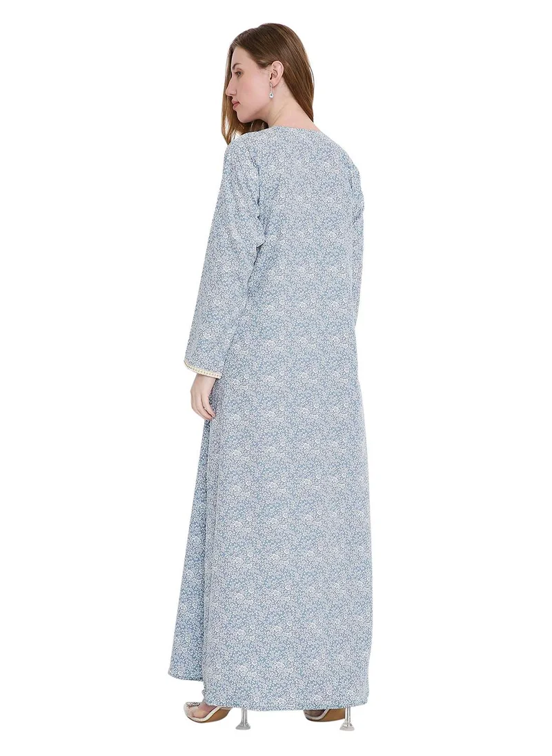 HANA & SARA long viscose farasha with stunning thread embroidery arabic kaftan jalabiya dress