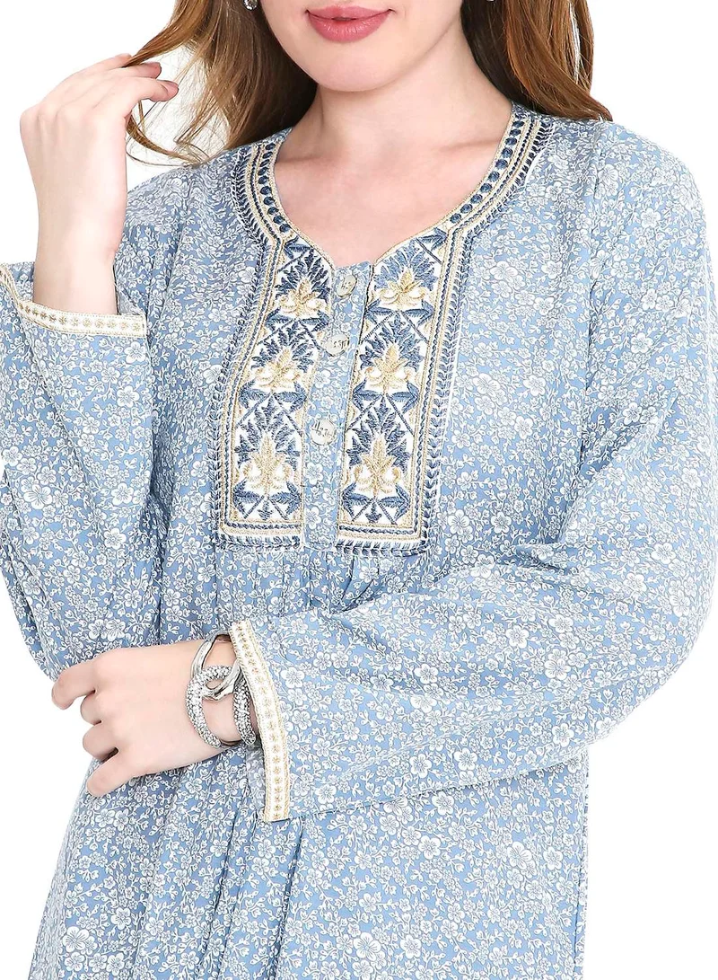 HANA & SARA long viscose farasha with stunning thread embroidery arabic kaftan jalabiya dress