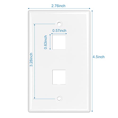iwillink 2-Port Keystone Wall Plate 10-Pack, Low Profile Ethernet Wall Plates for Keystone Jack, White - Image 2