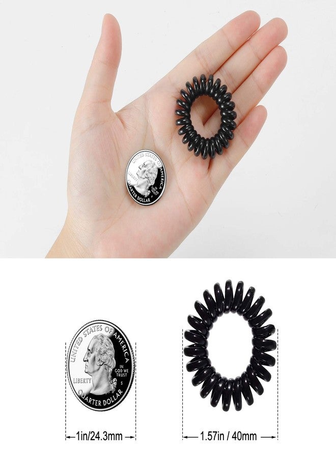 تايلامي ربطات شعر حلزونية من TailaiMei، 60 قطعة، ربطات شعر ملفوفة بدون تجعد، ربطات شعر سلكية للشعر الكثيف - ربطات شعر مطاطية لتثبيت ذيل الحصان للنساء (أسود وشفاف) - Image 3