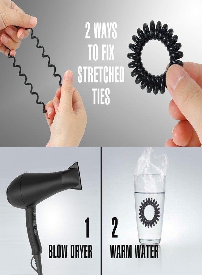 تايلامي ربطات شعر حلزونية من TailaiMei، 60 قطعة، ربطات شعر ملفوفة بدون تجعد، ربطات شعر سلكية للشعر الكثيف - ربطات شعر مطاطية لتثبيت ذيل الحصان للنساء (أسود وشفاف) - Image 4