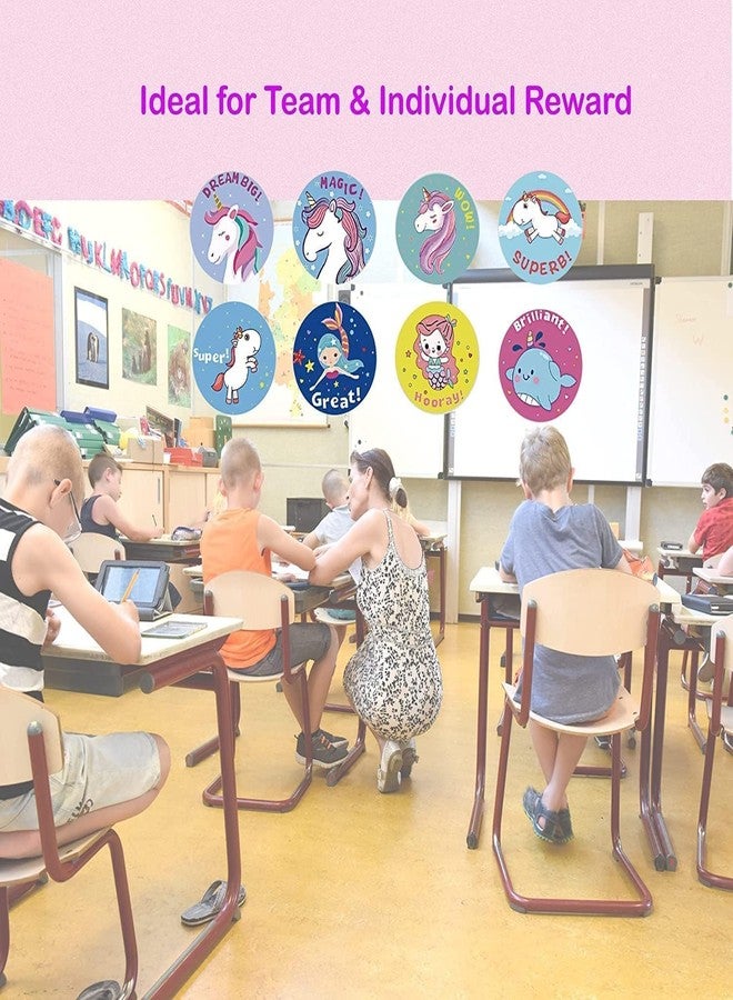 RUJVE 1000 Pieces Unicorn Sticker for Kids, Self Adhesive Decoration Stickers for School/Birthday/Party/Book/Gift Bag Decorations (2 Roll, 2 X 500=1000 Pcs Stickers, Diameter - 1 Inch) (Pack-2) - Image 3