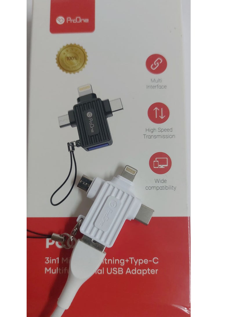 ProOne 3 IN 1 OTG Adaptor Compatible with Lightning/Micro/Type-C/USB 3.0 Super Fast Transmission, Compatible with iPhone 14 Pro max, 14 Pro, Galaxy S22, s21, Huawei, Macbook Pro, PS4, PS5 - OTG - Image 3
