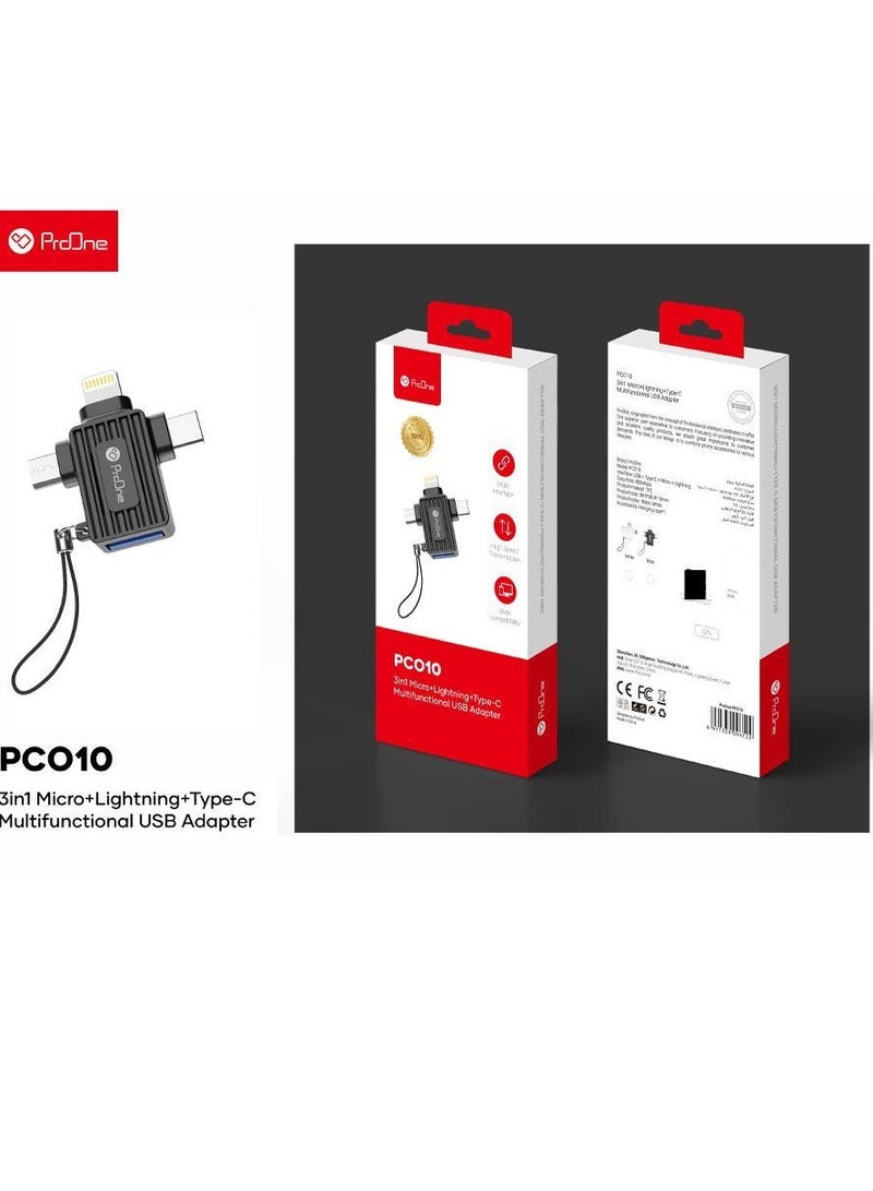 ProOne 3 IN 1 OTG Adaptor Compatible with Lightning/Micro/Type-C/USB 3.0 Super Fast Transmission, Compatible with iPhone 14 Pro max, 14 Pro, Galaxy S22, s21, Huawei, Macbook Pro, PS4, PS5 - OTG - Image 5