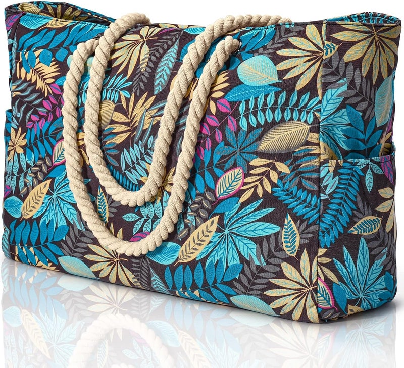 Becokan Beach Bags for Women, Large Waterproof Beach Tote Bag with Zipper Beach Bags Waterproof Sandproof Swim Pool Bag Large Tote - Image 1