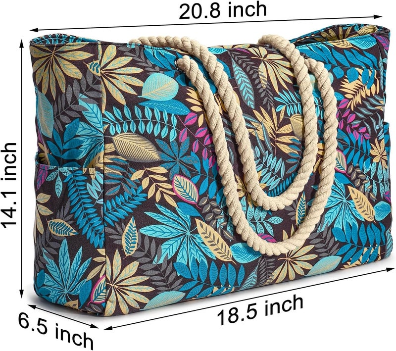 Becokan Beach Bags for Women, Large Waterproof Beach Tote Bag with Zipper Beach Bags Waterproof Sandproof Swim Pool Bag Large Tote - Image 4