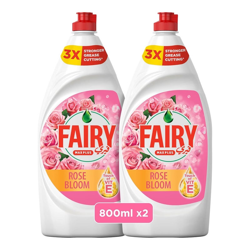 Fairy Dishwashing Liquid Rose Bloom With A Touch Of Vitamin E Value Pack 2 x 800 ml