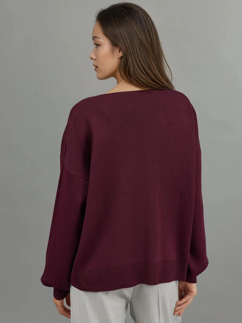 هيكاب كارديجان محبوك بياقة على شكل حرف  وتفاصيل فيونكة