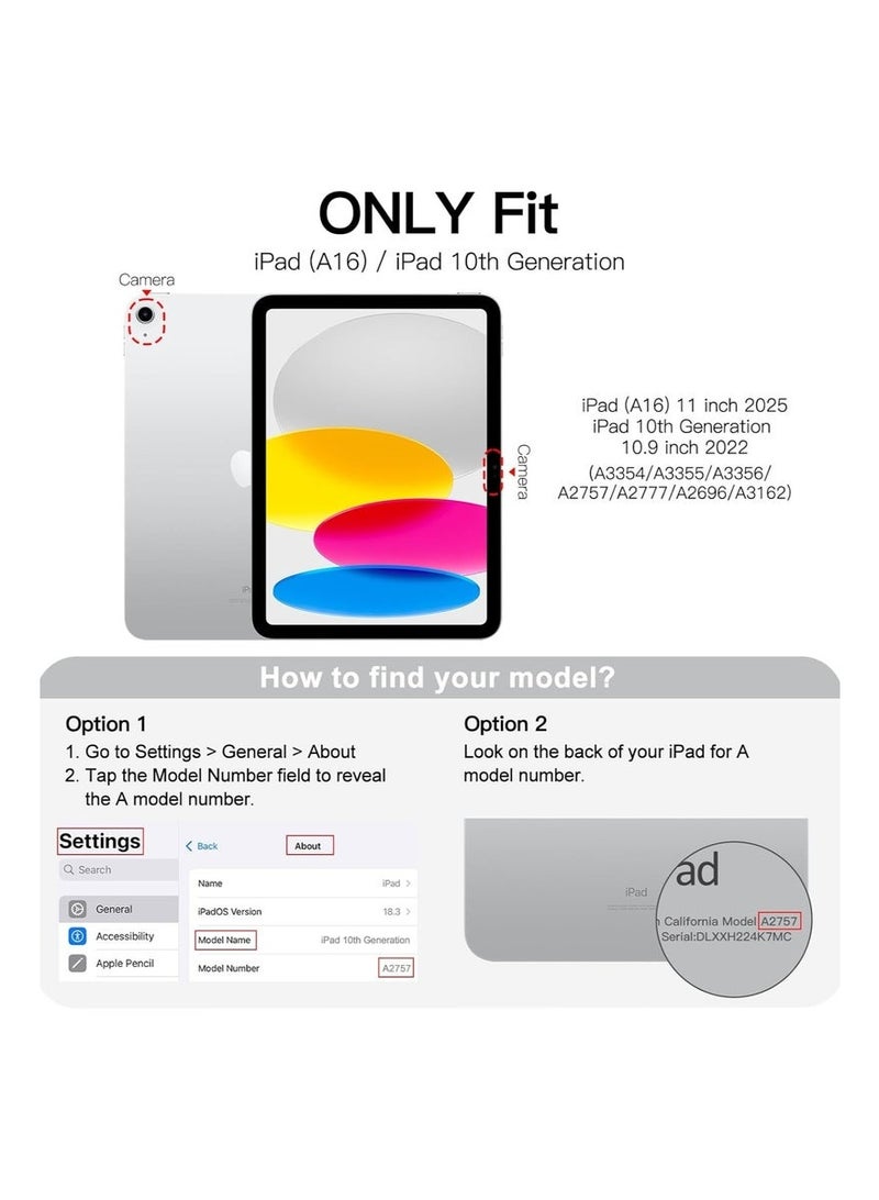 LEDIN 2 in 1 Rotating Case for iPad 10th Generation 10.9 inch (2022) with Pencil Holder,360 Degree Rotation Protective Stand Slim Cover Clear Back, Auto Wake/Sleep With Tempered Glass - Image 2