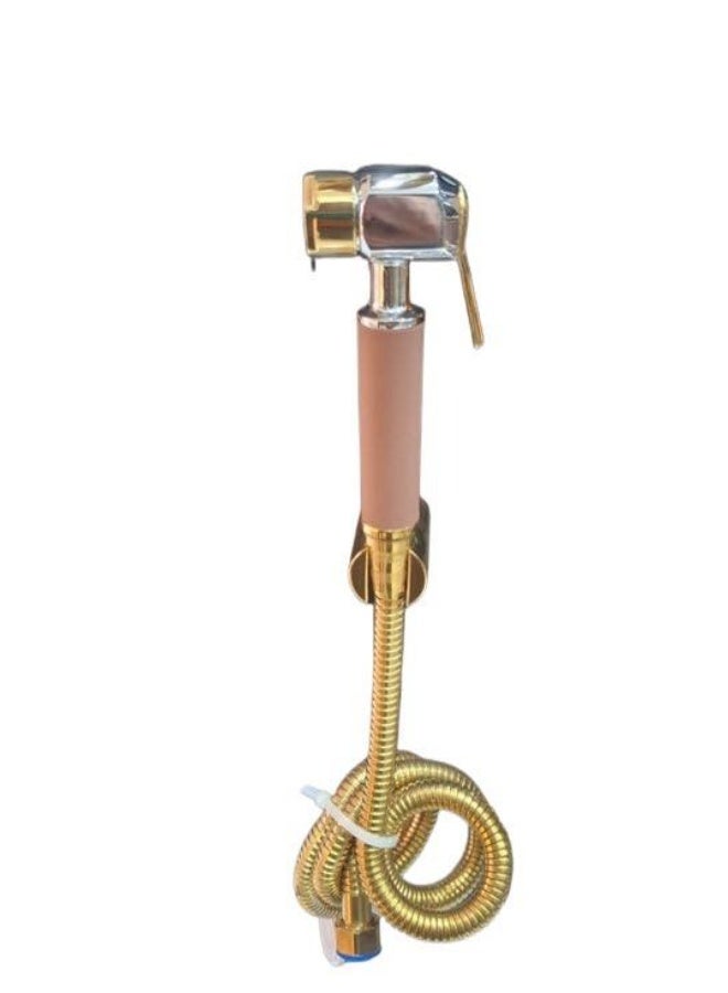 Hand Held Bidet Sprayer Stainless Steel Sprayer Shattaf Toilet Bidet Shower Head with 125 mm x 55 mm Hose and Bracket Holder gold - Image 3