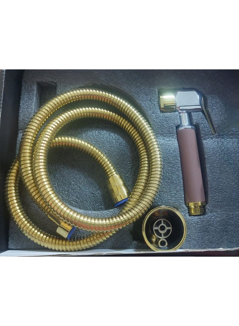 Hand Held Bidet Sprayer Stainless Steel Sprayer Shattaf Toilet Bidet Shower Head with 125 mm x 55 mm Hose and Bracket Holder gold - Image 5