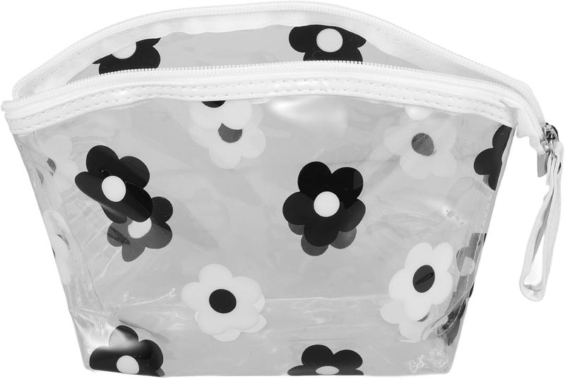 MAGICLULU Waterproof Pvc Toiletry Bag for Women, Thick Travel Makeup Organizer with Fashion Print, Large Cosmetic Case for Bathroom Storage, Black - Image 1
