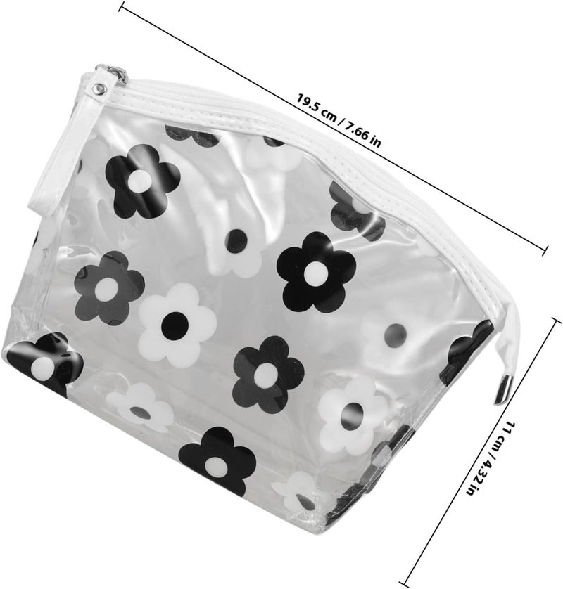 MAGICLULU Waterproof Pvc Toiletry Bag for Women, Thick Travel Makeup Organizer with Fashion Print, Large Cosmetic Case for Bathroom Storage, Black - Image 2