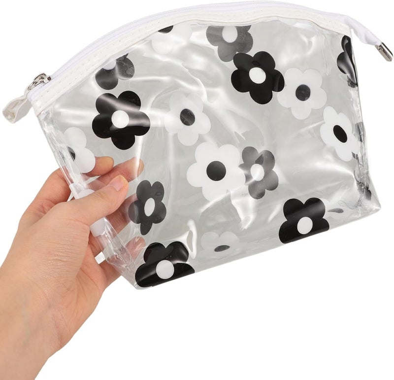 MAGICLULU Waterproof Pvc Toiletry Bag for Women, Thick Travel Makeup Organizer with Fashion Print, Large Cosmetic Case for Bathroom Storage, Black - Image 3