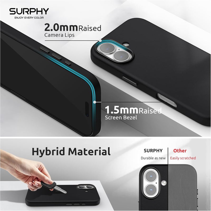 SURPHY Designed for iPhone 17 Leather Case, Compatible with MagSafe Wireless Charging Faux Leather Case with Metallic Buttons and Microfiber Lining for 17 6.3 inch 2025, Black - Image 4