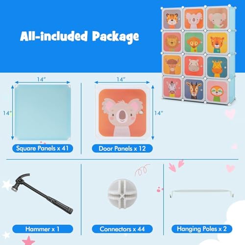 LUHI Plastic Wardrobe for Kids Clothes – Durable, Easy to Use Anti-Skid & Non-Slip Effective Professional Collapsible Wardrobe, Plastic Cupboard for Kids, Foldable Almirah (KTD2 Blue, 12 Door) - Image 5