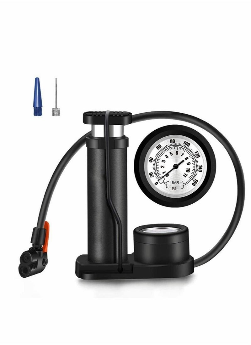 Excefore Bike Pump, Mini Portable Bicycle Foot Pump with Pressure Gauge,Bike Tire Air Pump with Gas Ball Needle for All Bike,Fits Presta & Schrader Valve  - Image 1