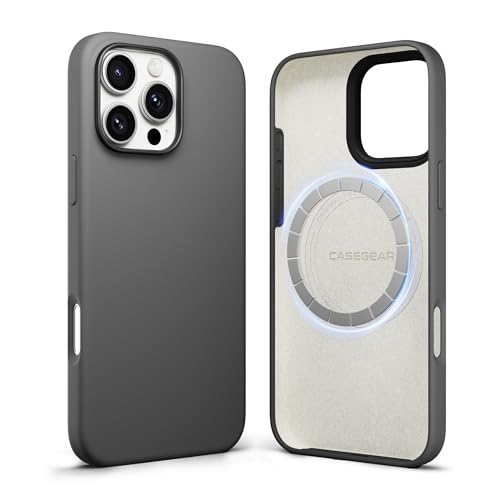 CASEGEAR Silicone Snap Fit Back Cover Case Compatible with iPhone 16 Pro Max | 8 Feet Drop Protection | Compatible with MagSafe | 360° Protection | Shockproof & Scratch Resistant | Grey - Image 1