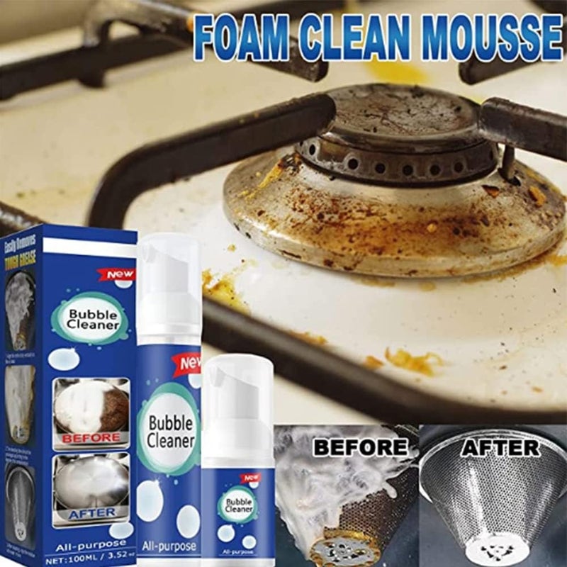 Foaming Heavy Oil Stain Cleaner, Foam Spray All-Purpose Bubble Rust Remover Kitchen Cleaning Spray, Rinse-Free Grease Removal (60ML) - Image 2