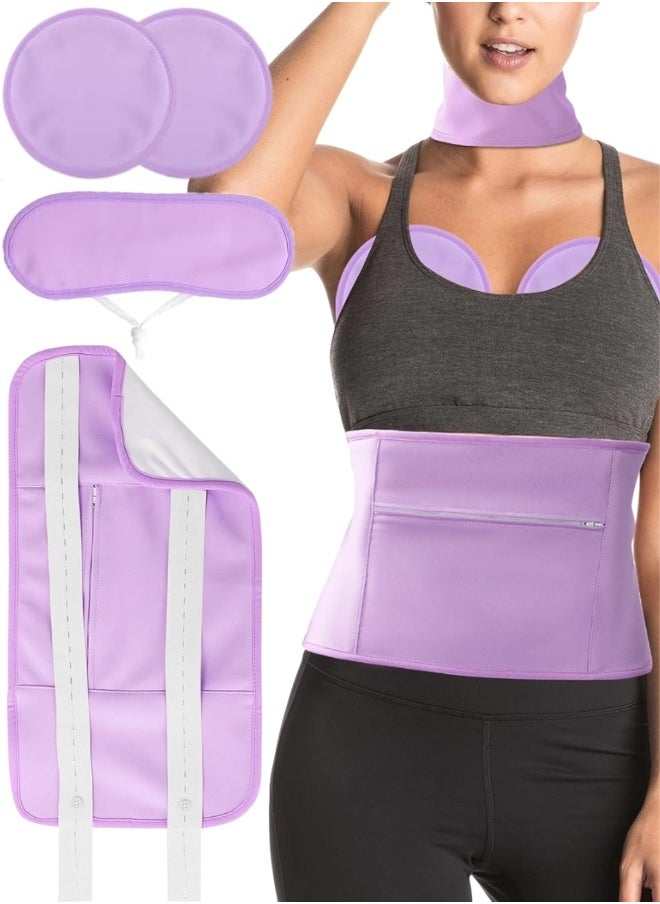 NIKITA.VIVI 3 in 1 Castor Oil Wrap Pack Set Neck, Chest Pads & Waist Purple (Oil Not Included) Castor Oil Compress Kit Organic Cotton Packs for Liver Detox Comfort Sleep Castor Oil Wrap Stomach  - Image 1
