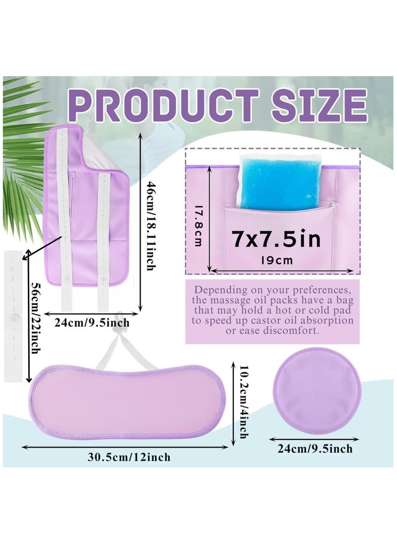 NIKITA.VIVI 3 in 1 Castor Oil Wrap Pack Set Neck, Chest Pads & Waist Purple (Oil Not Included) Castor Oil Compress Kit Organic Cotton Packs for Liver Detox Comfort Sleep Castor Oil Wrap Stomach  - Image 3