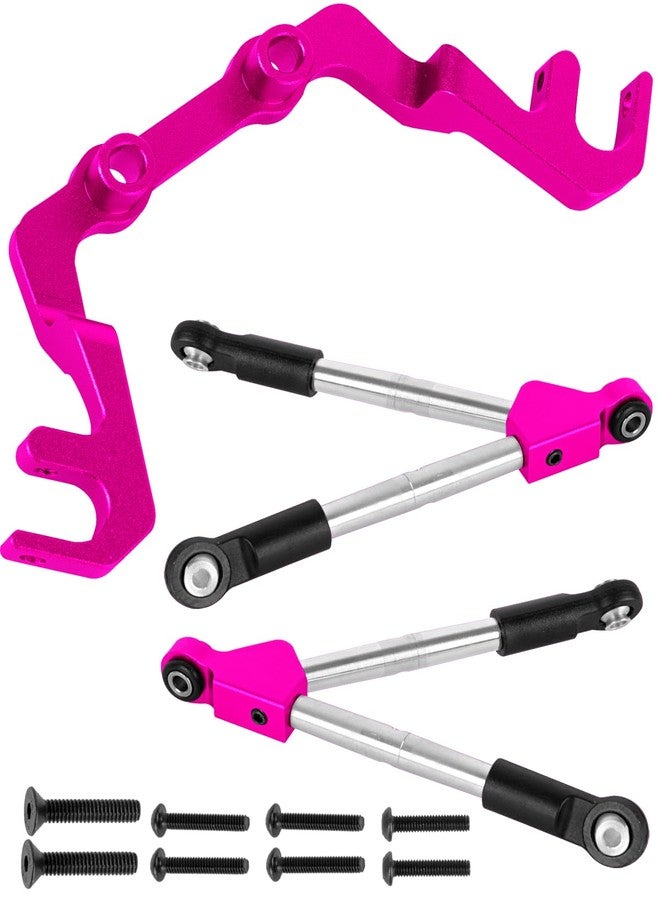 قضبان ربط أمامية RCHuiWow RC 7075 مع مثبت، قطع غيار مُحسّنة لمحور C، مناسبة لسيارة Slash 4x4 LCG 4WD بمقياس 1/10، قضبان ربط أمامية من سبائك الألومنيوم مع مثبت، لون وردي - Image 1