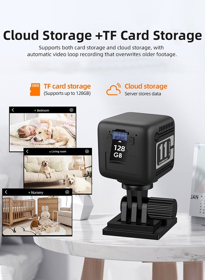 WiFi Mini Camera, Free Cloud Storage & 128G SD Card, 1080P HD Smallest Cam, Surveillance Wireless Camera with AI Motion Detection, Auto Night Vision - Image 1