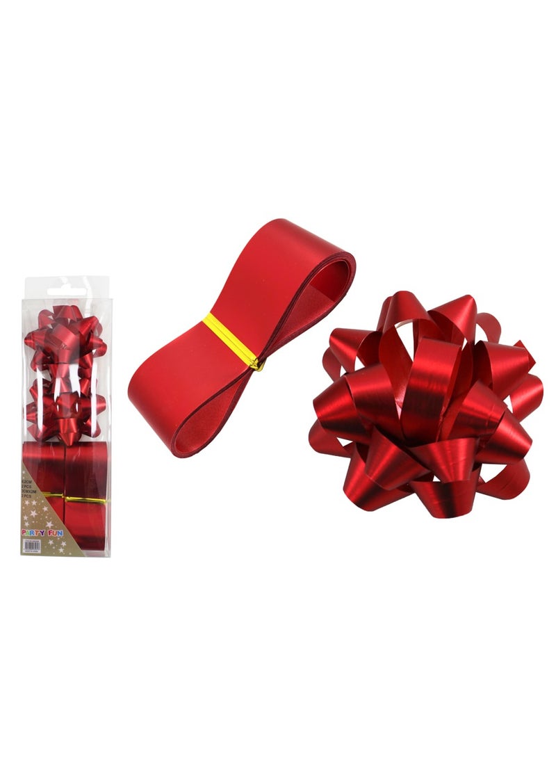 PARTY FUN Metallic Flower Bow Multi Color 2" 4Pcs Box  - Image 2