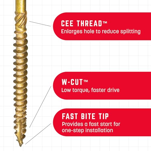GRK Fasteners RSS 5/16 x 4 Inch, Structural Screws, 100 PCS, Rust Resistant Climatek Coating, Heavy-Duty Framing & Decking Screws, Fast Bite Tip, Star Drive Recess, T-30 Bit Included, Gold - Image 3