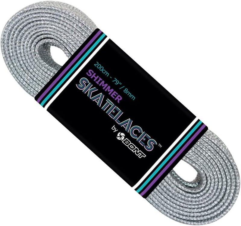 Bont Skates 8mm Shimmer Laces - 79" 96" 108" - Cyborg Silver - Image 1