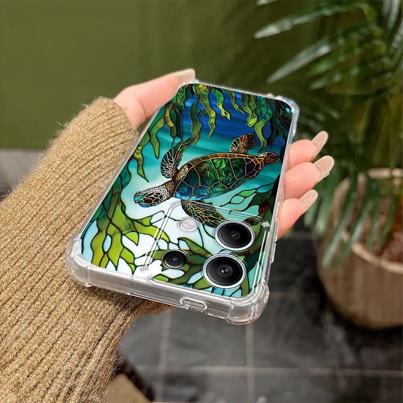 Artistic Sea Turtle Phone Case For Oppo A57 4G Mixed Transparent Shockproof Cover - Image 4