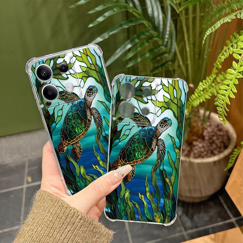 Artistic Sea Turtle Phone Case For Oppo A57 4G Mixed Transparent Shockproof Cover - Image 1