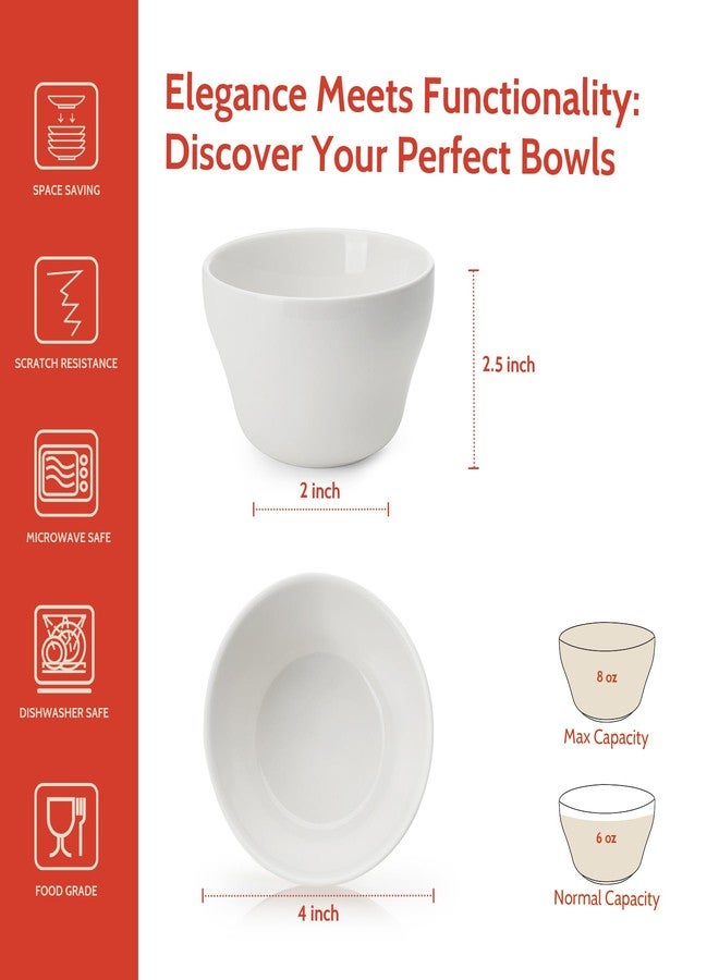 Sweese Set of 6 Porcelain Bouillon Cups, White High-Grade Durable Professional, 6.0 Count - Image 2