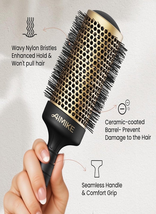 AIMIKE Round Brush for Blow Out, Large Round Hair Brush with Nano Thermal Ceramic Tech, Quick Blow Drying & Styling, Volumizing Blowout Brushes for Women Long Hair, 2.1 in Barrel (Not-electric) - Image 5