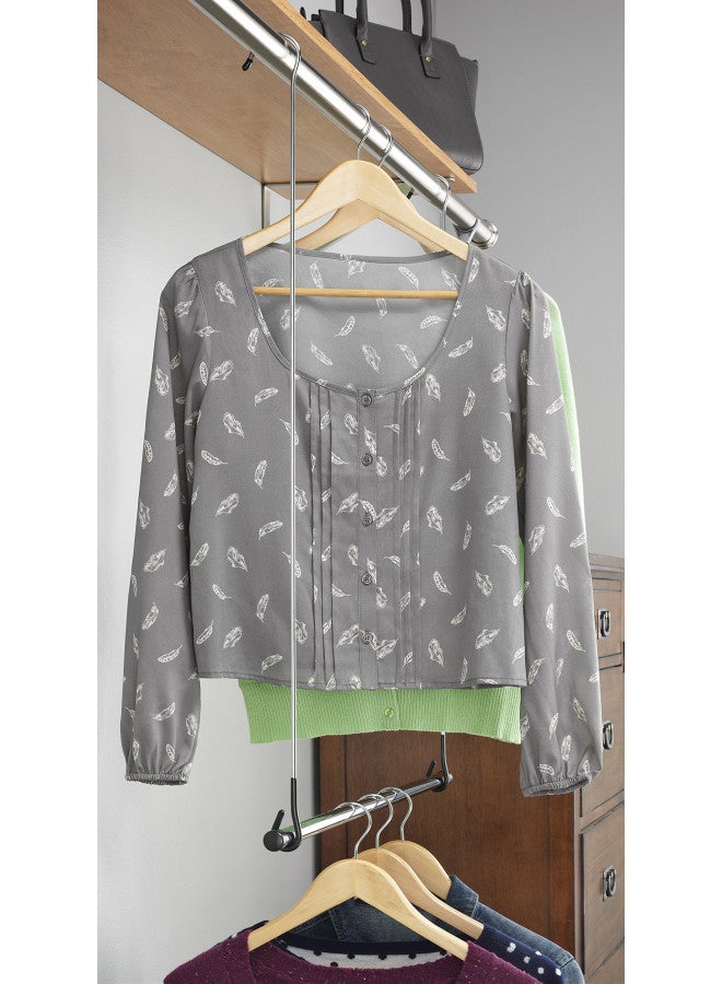 Whitmor Double Closet Rod - Heavy Duty Closet Organizer- Chrome - Image 2