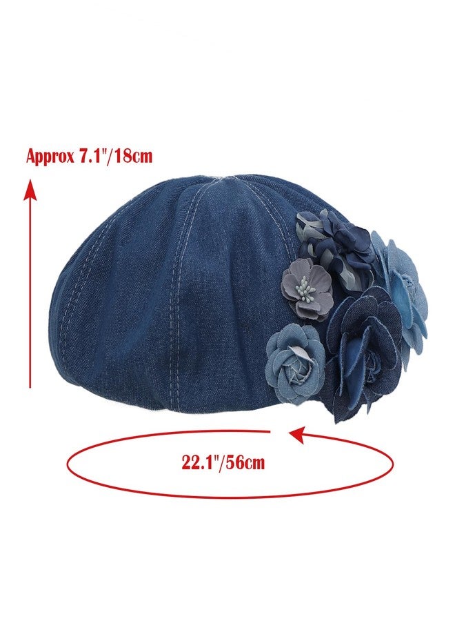 PROCOS Womens Denim Beret Hat Fisherman Newsboy Flat Cap Gatsby Cabbie Visor Renaissance French Painter Casual Sun Hats (US, Alpha, One Size, Beret) - Image 5