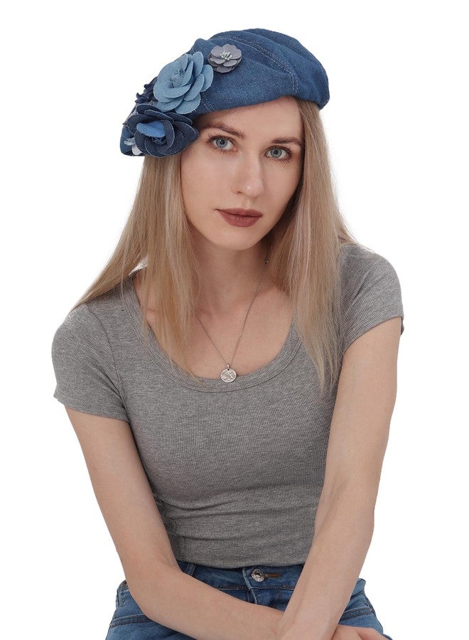 PROCOS Womens Denim Beret Hat Fisherman Newsboy Flat Cap Gatsby Cabbie Visor Renaissance French Painter Casual Sun Hats (US, Alpha, One Size, Beret) - Image 3