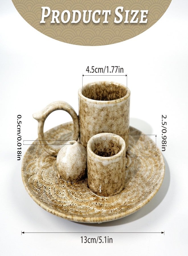 Tnstbiee 4.1-Inch 5-in-1 Ceramic Smudge Bowl-Versatile Incense Stick Holder and Smudging Dish for Palo Santo and Sage–Ideal for Zen Altar, Meditation,Yoga, and Aromatherapy–Easy to Clean Brown Design - Image 2