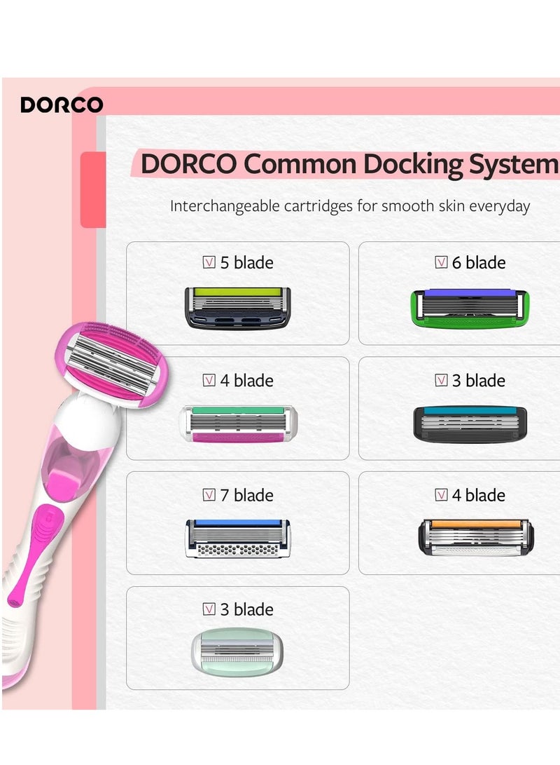 Dorco Eve 6 Women's Razor with 6 Blades - 1 Handle + 2 Heads - Image 4