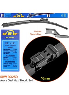 RBW 90259 Skoda Octavia 2020+/ Arteon/ Passat B8/ T-Roc 26+19 Inch / 650+480 mm Banana Wiper Set  - Image 3